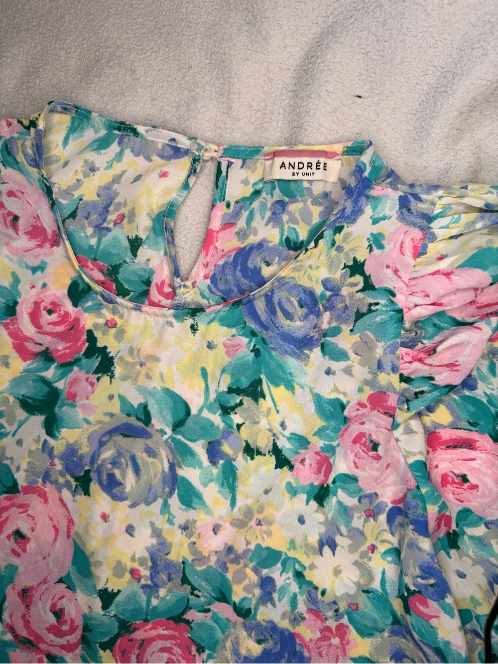 Andree Floral Blouse in Pink, Blue & Yellow - Picture 3 of 5
